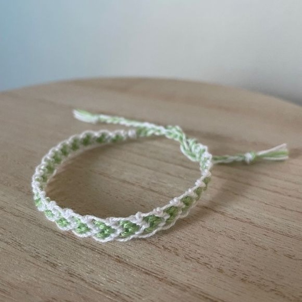 Handmade Frosted Mint Woven Bracelet OS Green Women Braided Cotton